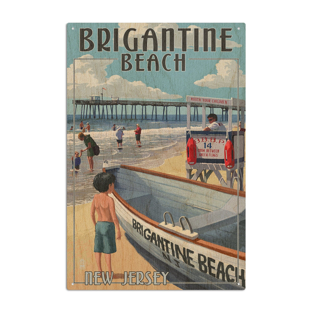 Brigantine Beach, New Jersey, Lifeguard Stand, Lantern Press Artwork, Wood Signs and Postcards - Lantern Press