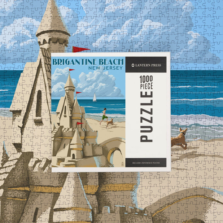 Brigantine Beach, New Jersey, Sandcastle, Jigsaw Puzzle Puzzle Lantern Press 