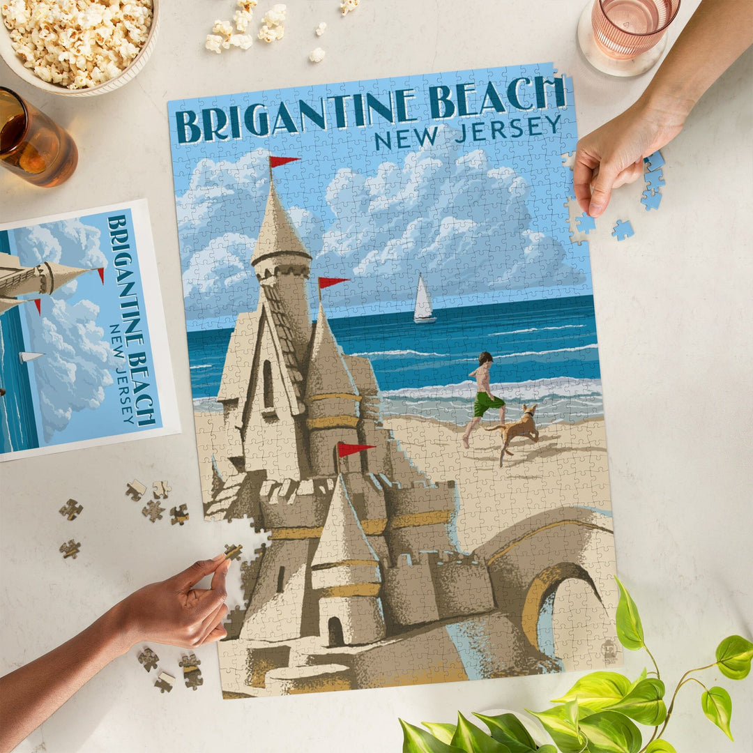 Brigantine Beach, New Jersey, Sandcastle, Jigsaw Puzzle Puzzle Lantern Press 