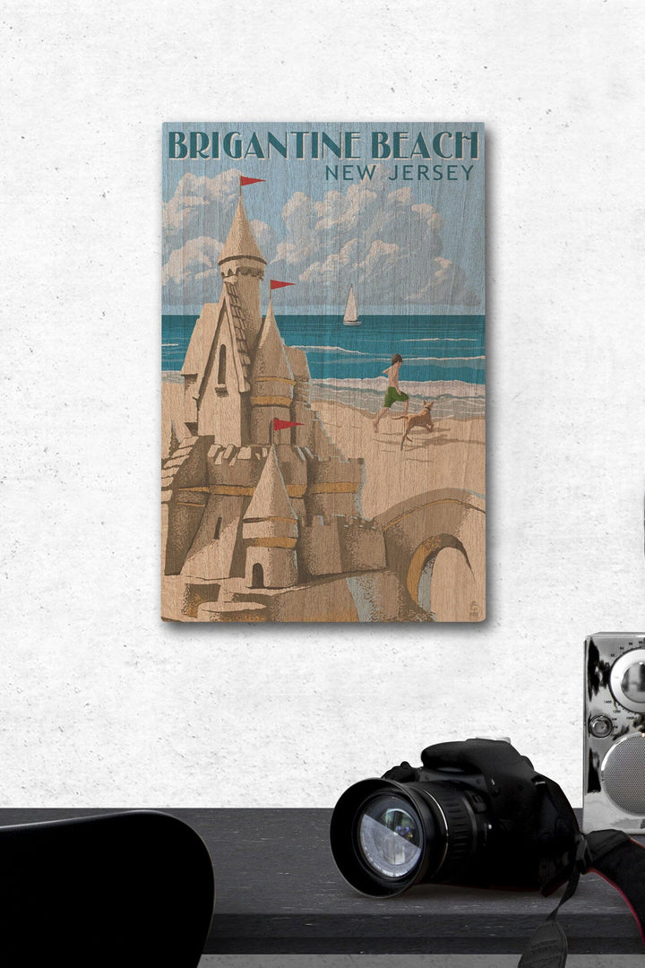 Brigantine Beach, New Jersey, Sandcastle, Lantern Press Artwork, Wood Signs and Postcards - Lantern Press