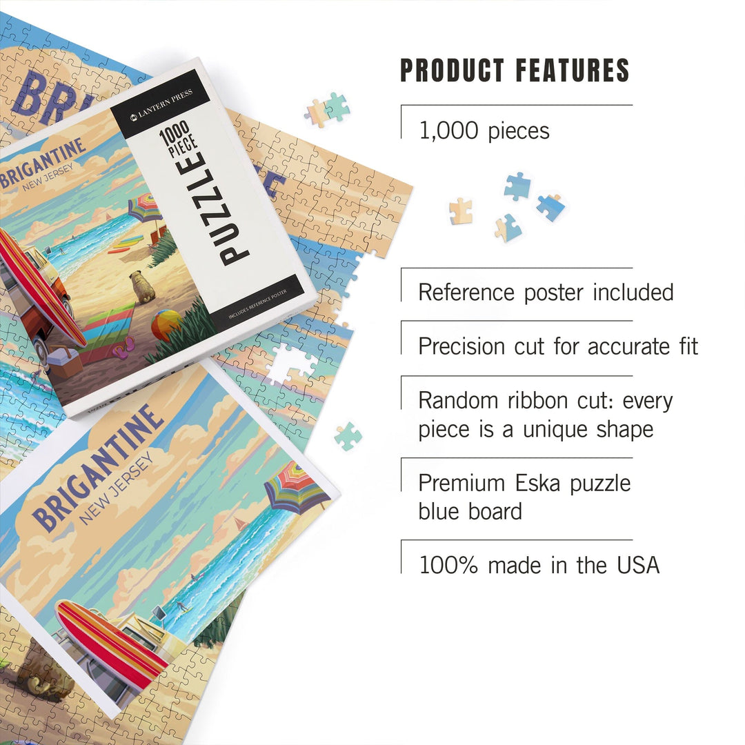 Brigantine, New Jersey, Beach Activities, Jigsaw Puzzle Puzzle Lantern Press 