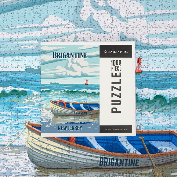 Brigantine, New Jersey, Lifeboat on Beach, Jigsaw Puzzle Puzzle Lantern Press 