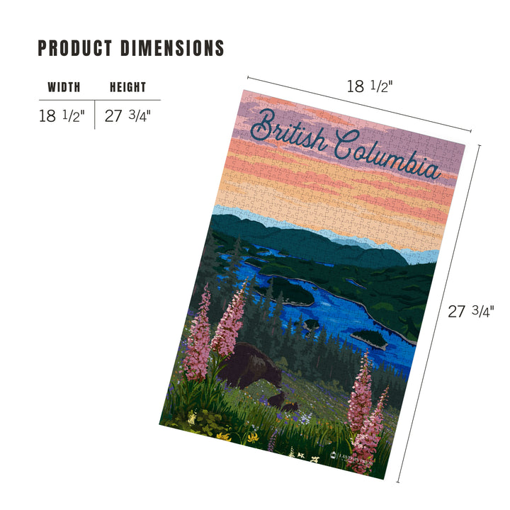 British Columbia, Canada, Bear and Spring Flowers, Jigsaw Puzzle Puzzle Lantern Press 