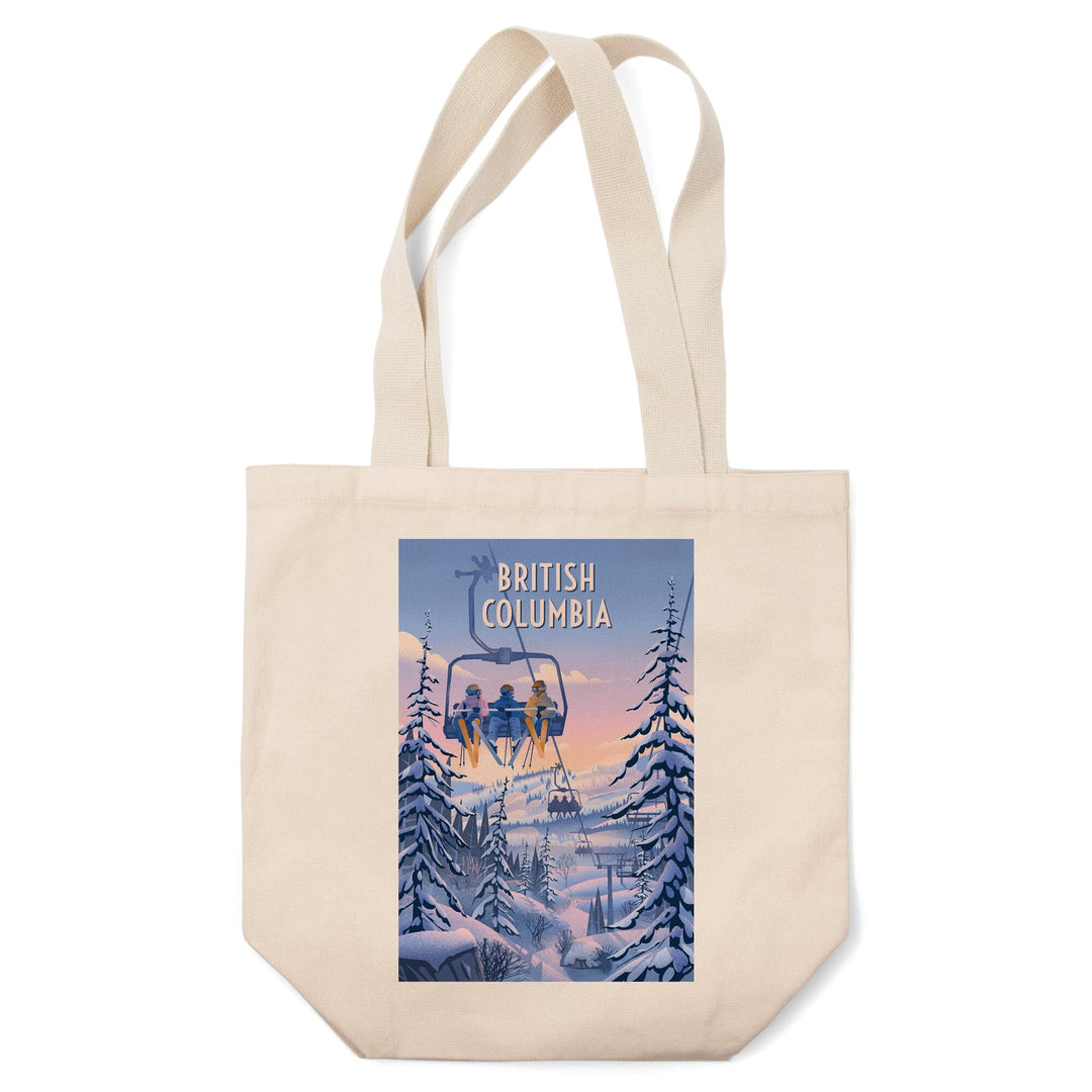 British Columbia, Chill on the Uphill, Ski Lift, Tote Bag Totes Lantern Press 