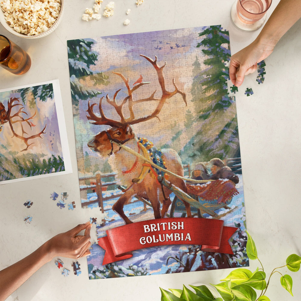 British Columbia, Christmas Sleigh Ride, Jigsaw Puzzle Puzzle Lantern Press 