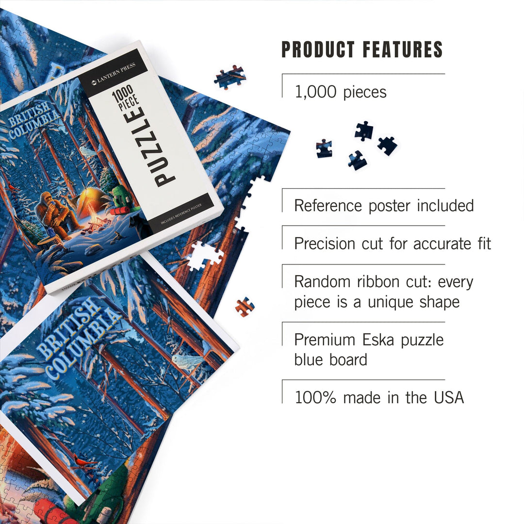 British Columbia, Find Your Inner Squatch, Camping Bigfoot, Jigsaw Puzzle Puzzle Lantern Press 