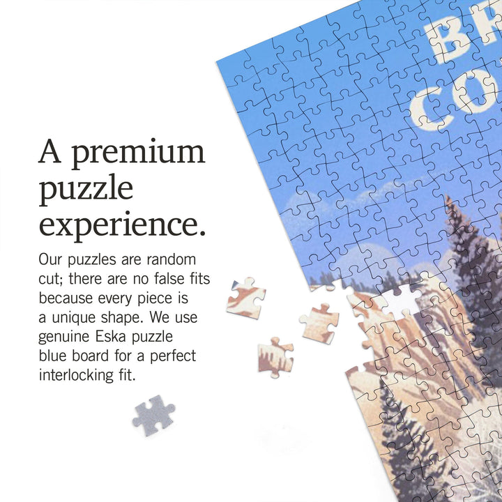 British Columbia, Lithograph, Lone Deer By Snowy Lake, Jigsaw Puzzle Puzzle Lantern Press 