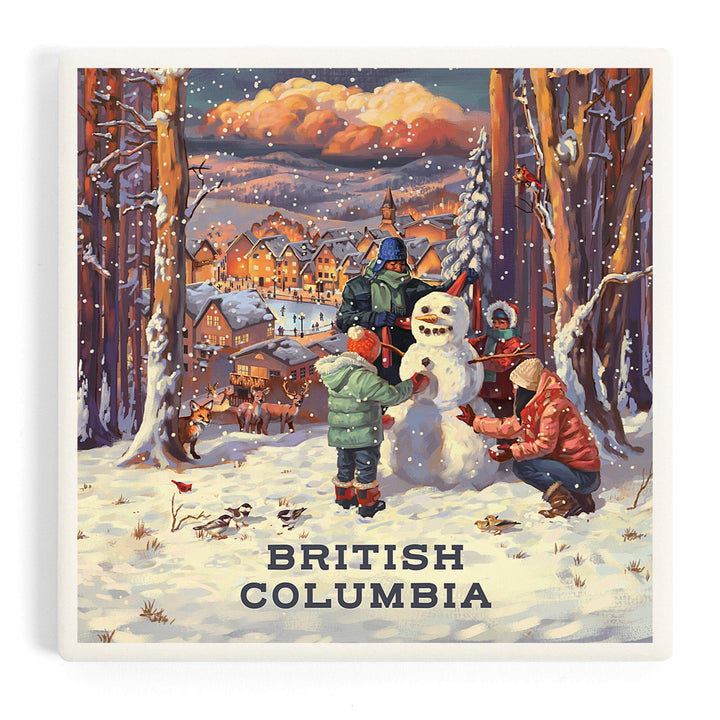 British Columbia, Merry and Bright, Vintage Snowman, Coasters Coasters Lantern Press Coaster 