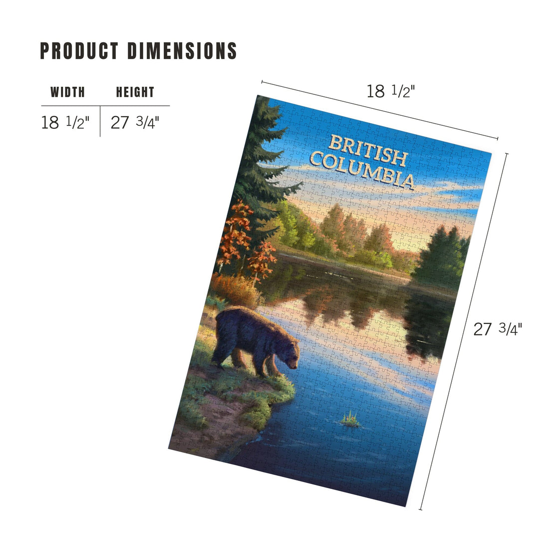 British Columbia, Oil Painting, Bear By Lake At Sunrise, Jigsaw Puzzle Puzzle Lantern Press 