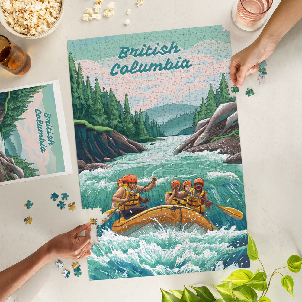 British Columbia, Seek Adventure, River Rafting, Evergreens, Jigsaw Puzzle Puzzle Lantern Press 