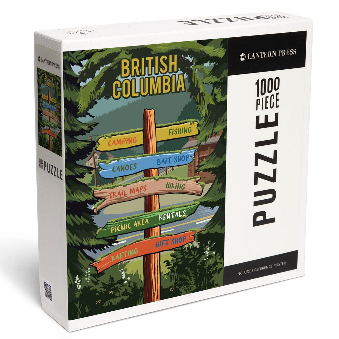British Columbia, Signpost, Forest and Camp, Jigsaw Puzzle Puzzle Lantern Press 