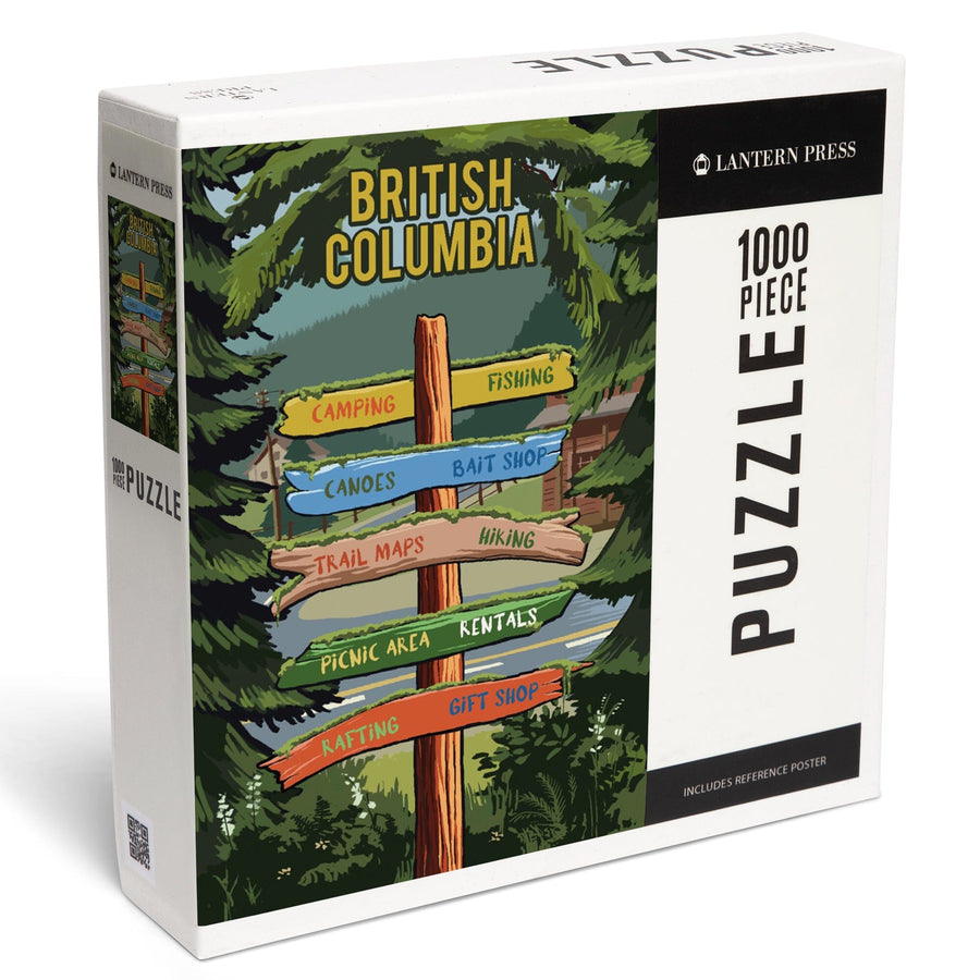 British Columbia, Signpost, Forest and Camp, Jigsaw Puzzle Puzzle Lantern Press 