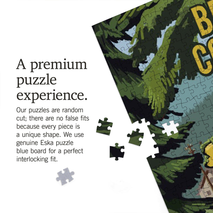 British Columbia, Signpost, Forest and Camp, Jigsaw Puzzle Puzzle Lantern Press 