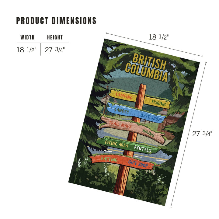 British Columbia, Signpost, Forest and Camp, Jigsaw Puzzle Puzzle Lantern Press 