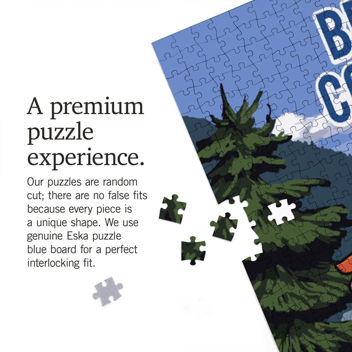 British Columbia, Signpost, Lake and Bear, Jigsaw Puzzle Puzzle Lantern Press 