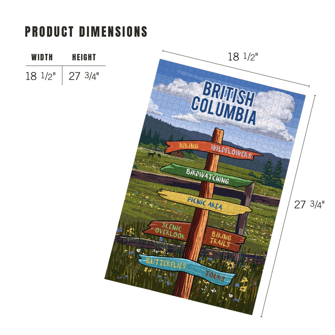 British Columbia, Signpost, Meadow, Jigsaw Puzzle Puzzle Lantern Press 