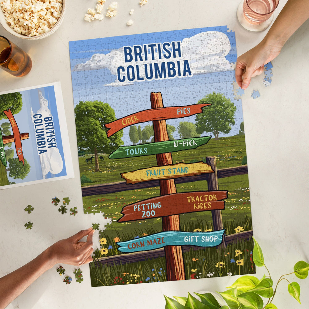 British Columbia, Signpost, Orchard, Jigsaw Puzzle Puzzle Lantern Press 