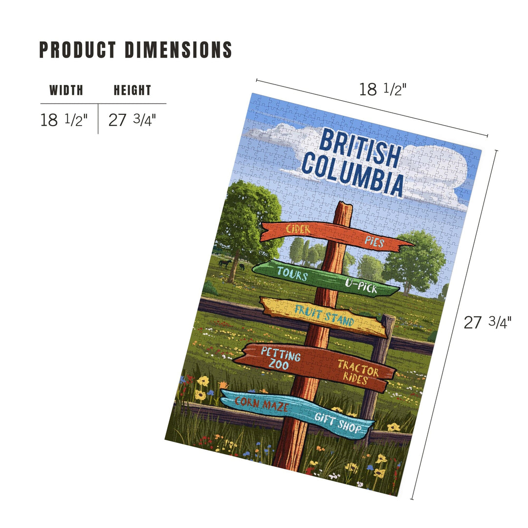 British Columbia, Signpost, Orchard, Jigsaw Puzzle Puzzle Lantern Press 