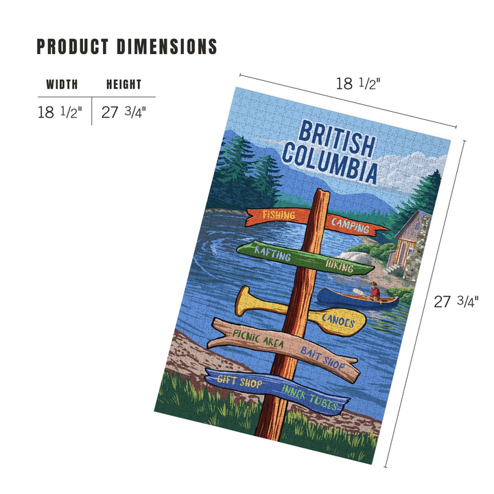 British Columbia, Signpost, River, Jigsaw Puzzle Puzzle Lantern Press 