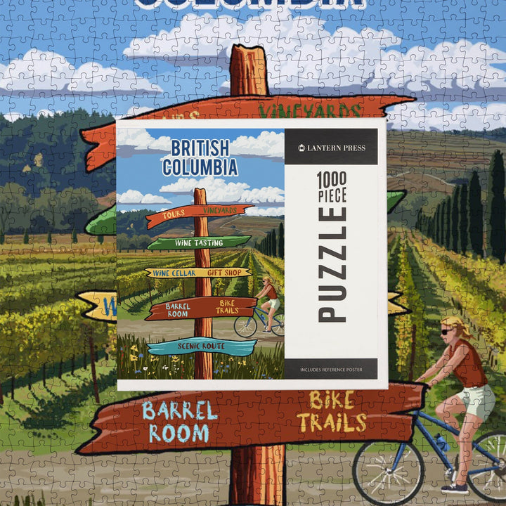 British Columbia, Signpost, Vineyard, Jigsaw Puzzle Puzzle Lantern Press 