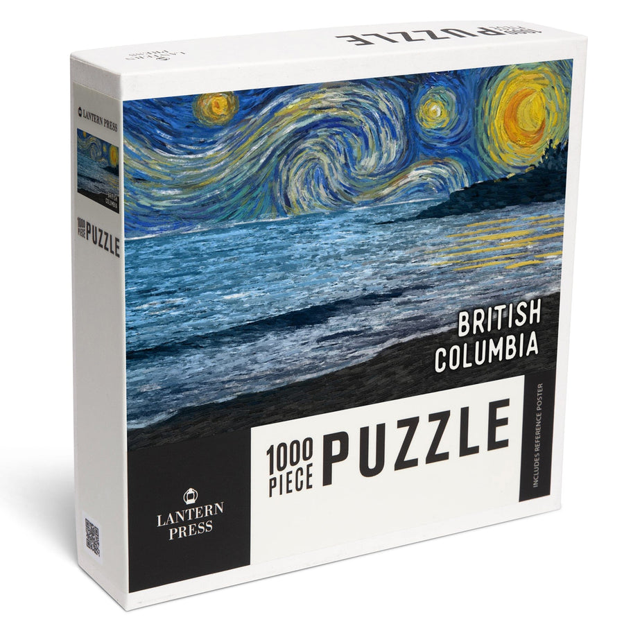 British Columbia, Starry Night, Coastline, Jigsaw Puzzle Puzzle Lantern Press 