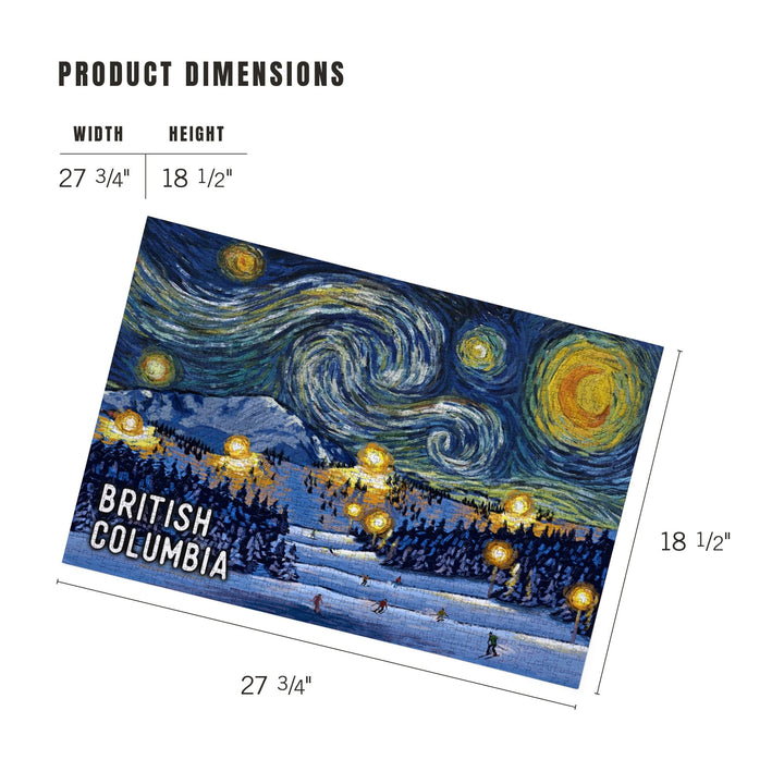 British Columbia, Starry Night, Ski, Jigsaw Puzzle Puzzle Lantern Press 