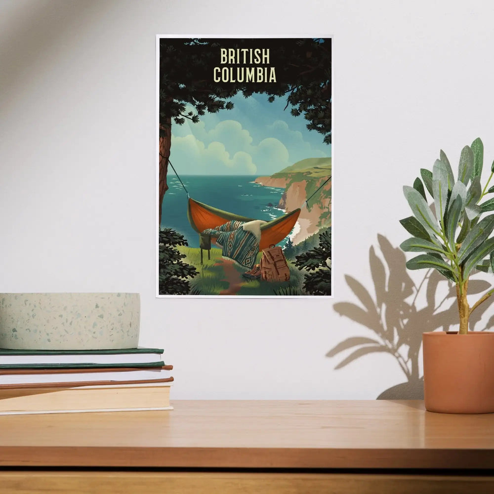 British Columbia, Today's Office, Coastal Series, Hammock on Beach, Art & Giclee Prints Art Lantern Press 