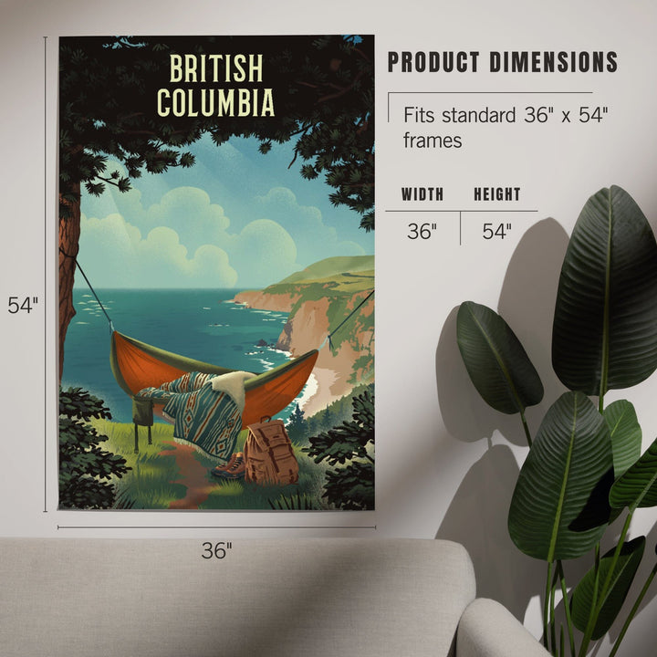 British Columbia, Today's Office, Coastal Series, Hammock on Beach, Art & Giclee Prints Art Lantern Press 