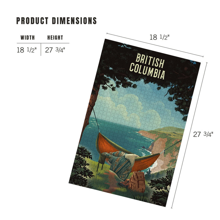 British Columbia, Today's Office, Coastal Series, Hammock on Beach, Jigsaw Puzzle Puzzle Lantern Press 