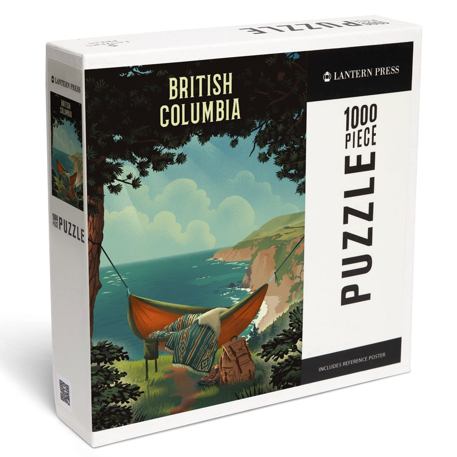British Columbia, Today's Office, Coastal Series, Hammock on Beach, Jigsaw Puzzle Puzzle Lantern Press 