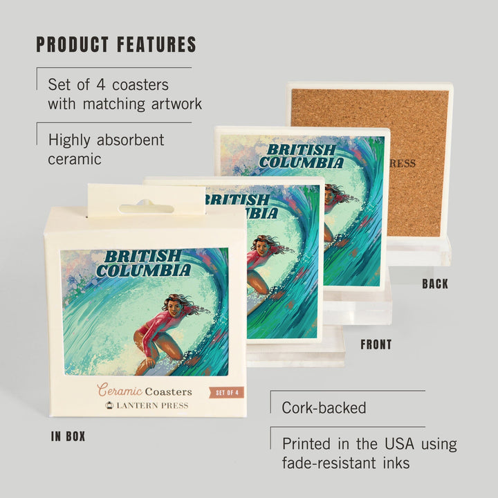 British Columbia, Vitamin Sea, Coastal Series, Surfer Girl, Coasters Coasters Lantern Press 