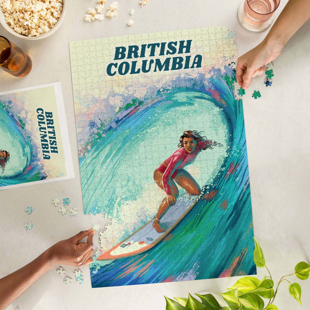 British Columbia, Vitamin Sea, Coastal Series, Surfer Girl, Jigsaw Puzzle Puzzle Lantern Press 