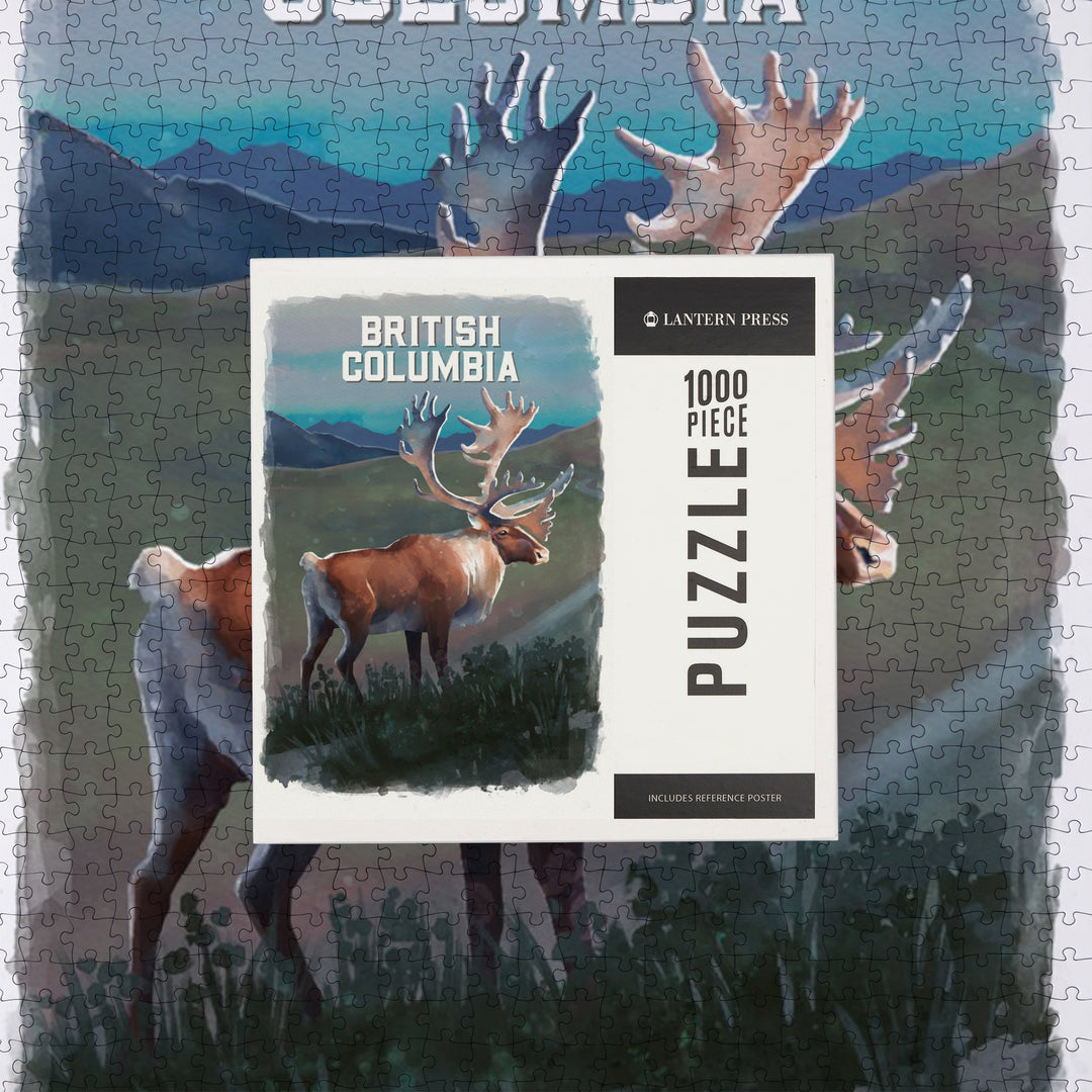 British Columbia, Watercolor Study, Caribou, Jigsaw Puzzle Puzzle Lantern Press 