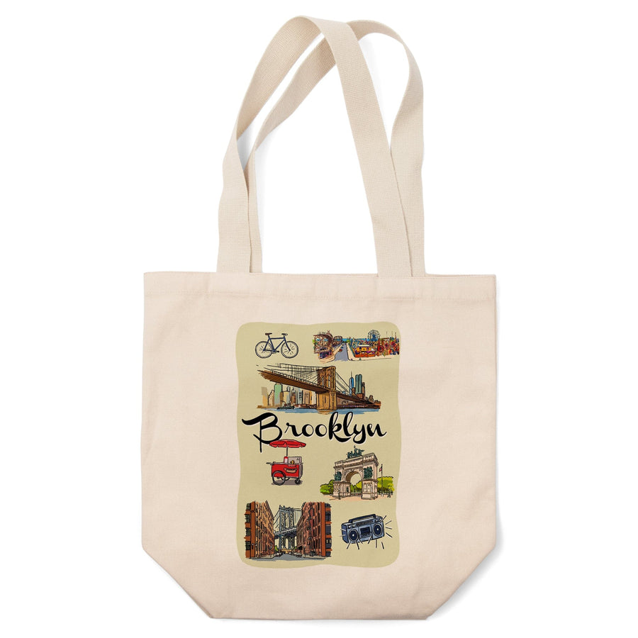 Brooklyn, New York, Landmarks and Icons, Tote Bag Totes Lantern Press 