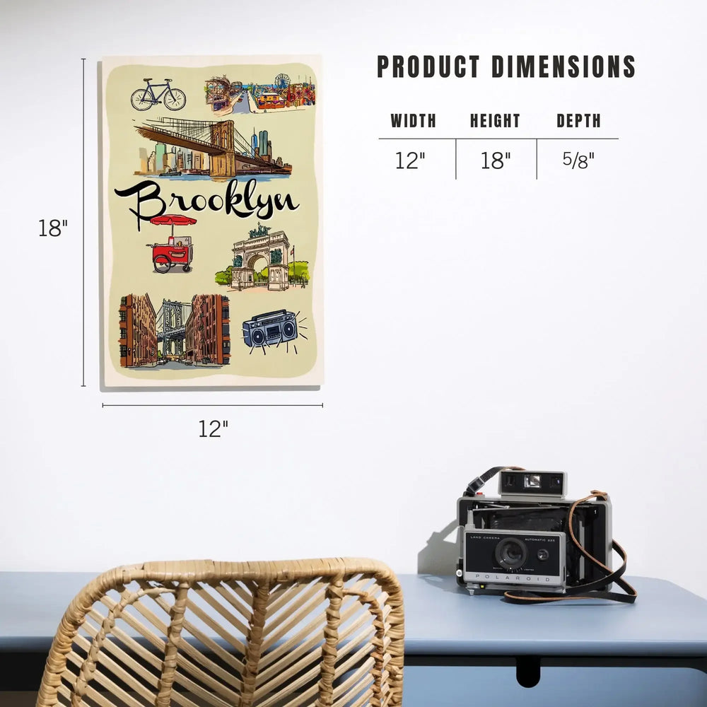 Brooklyn, New York, Landmarks & Icons, Lantern Press Artwork, Wood Signs and Postcards - Lantern Press