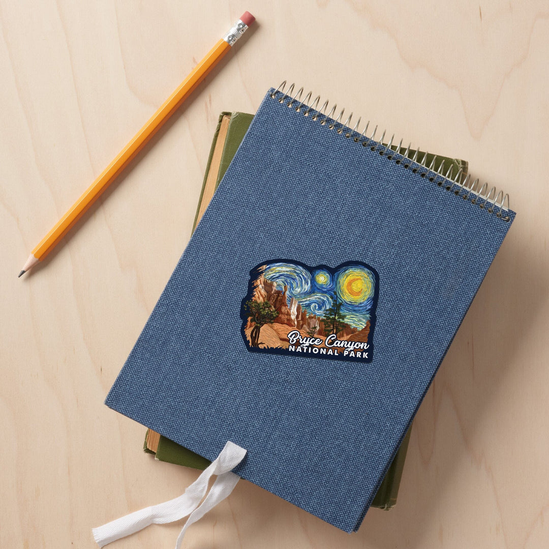 Bryce Canyon National Park, Starry Night National Park Series, Contour, Vinyl Sticker Sticker Lantern Press 