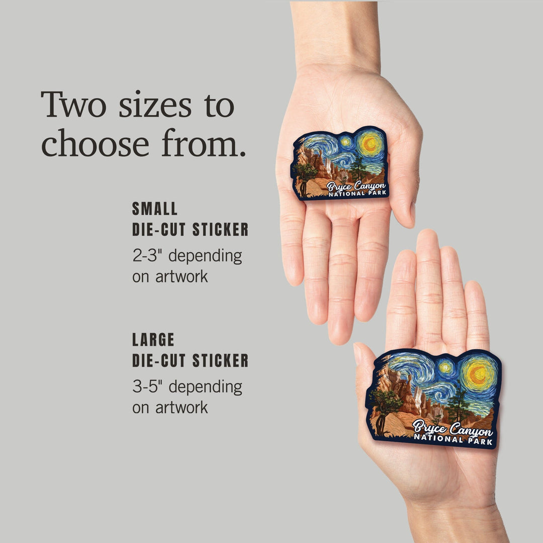 Bryce Canyon National Park, Starry Night National Park Series, Contour, Vinyl Sticker Sticker Lantern Press 