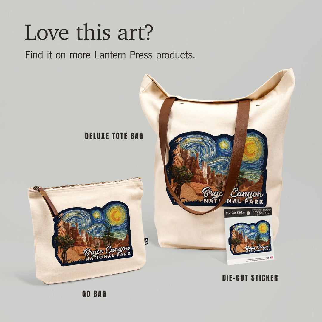 Bryce Canyon National Park, Starry Night National Park Series, Contour, Vinyl Sticker Sticker Lantern Press 