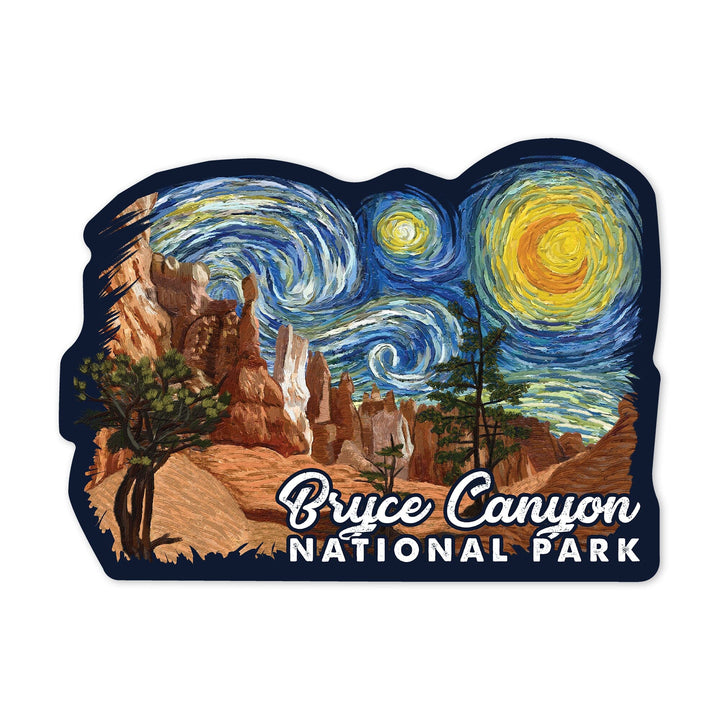 Bryce Canyon National Park, Starry Night National Park Series, Contour, Vinyl Sticker Sticker Lantern Press 
