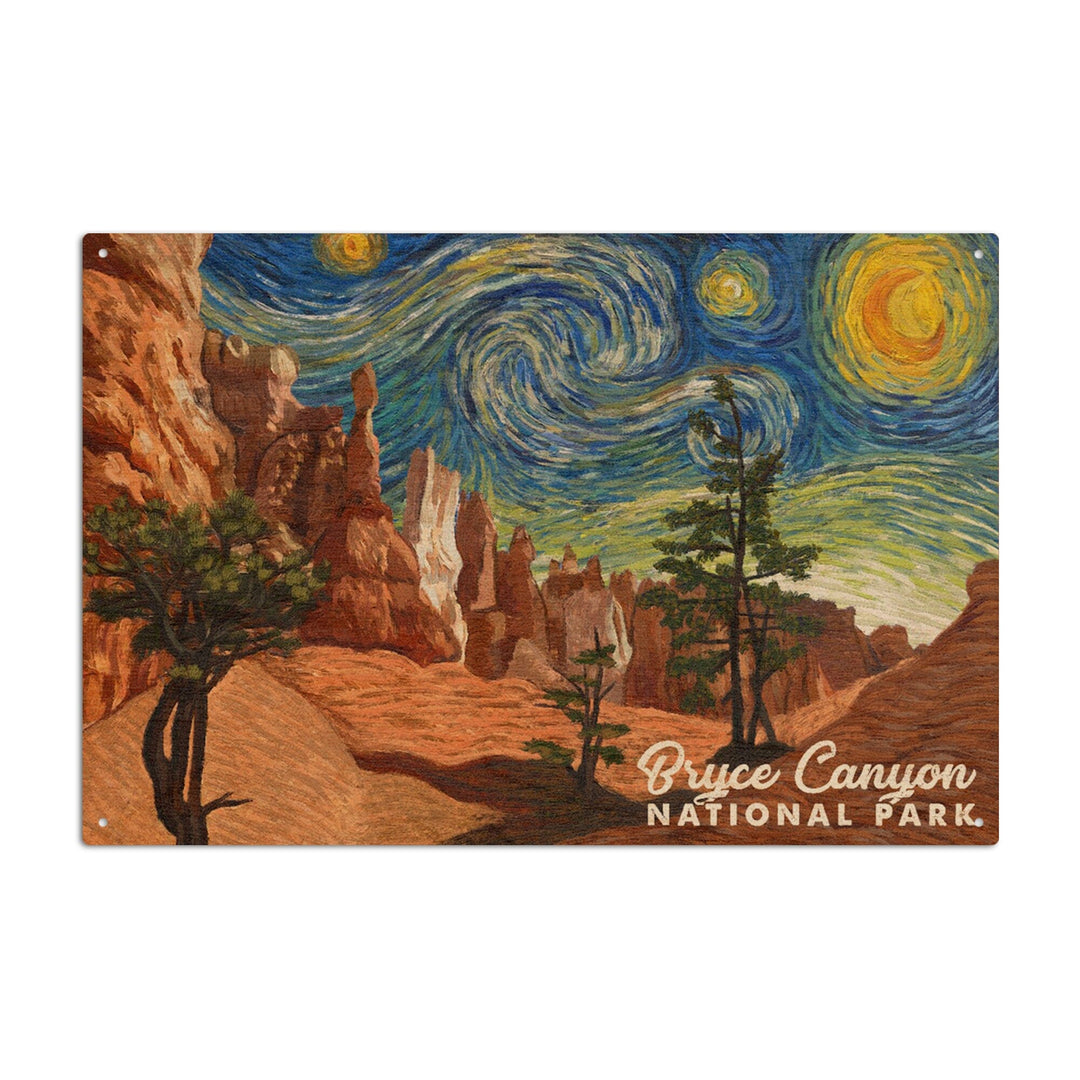 Bryce Canyon National Park, Starry Night National Park Series, Lantern Press Artwork, Wood Signs and Postcards Wood Lantern Press 10 x 15 Wood Sign 