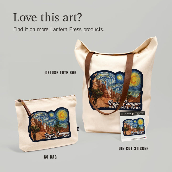 Bryce Canyon National Park, Starry Night National Park Series,, Organic Cotton Zipper Pouch, Go Bag Go Bag Lantern Press 