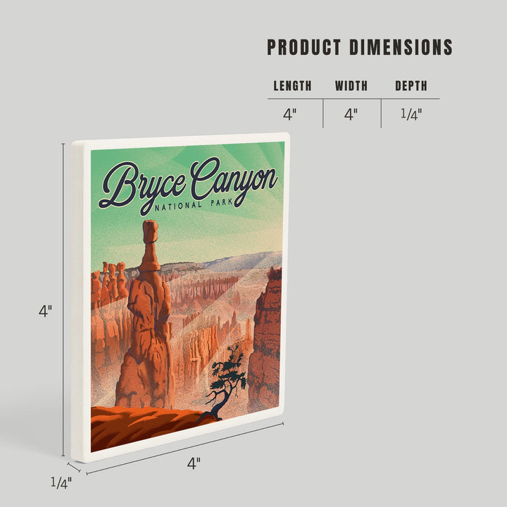 Bryce Canyon National Park, Utah, Bryce Point, Lithograph, Coasters Coasters Lantern Press 