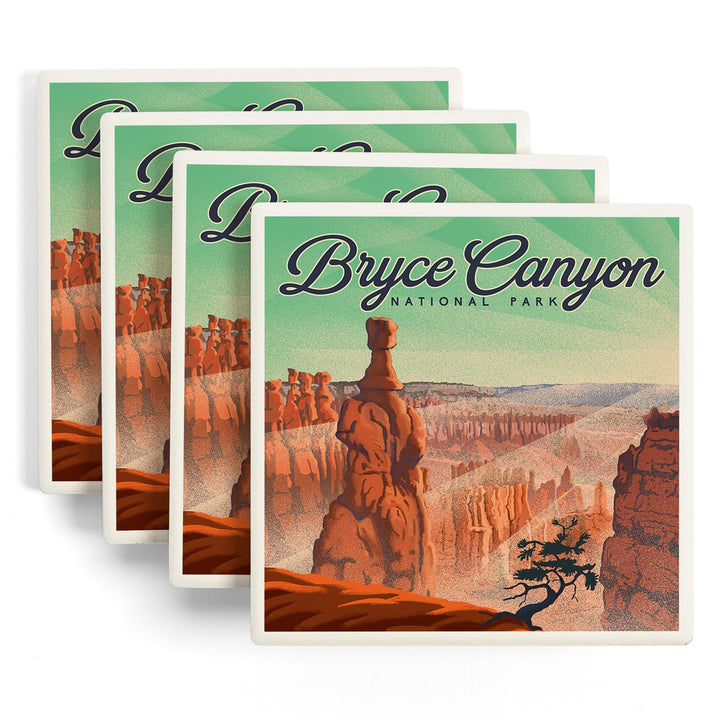 Bryce Canyon National Park, Utah, Bryce Point, Lithograph, Coasters Coasters Lantern Press 