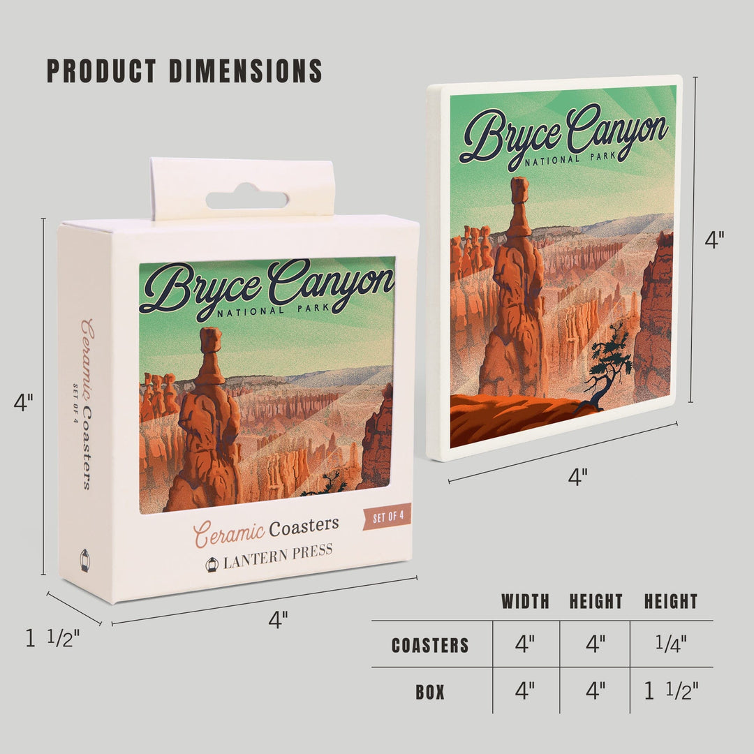 Bryce Canyon National Park, Utah, Bryce Point, Lithograph, Coasters Coasters Lantern Press 