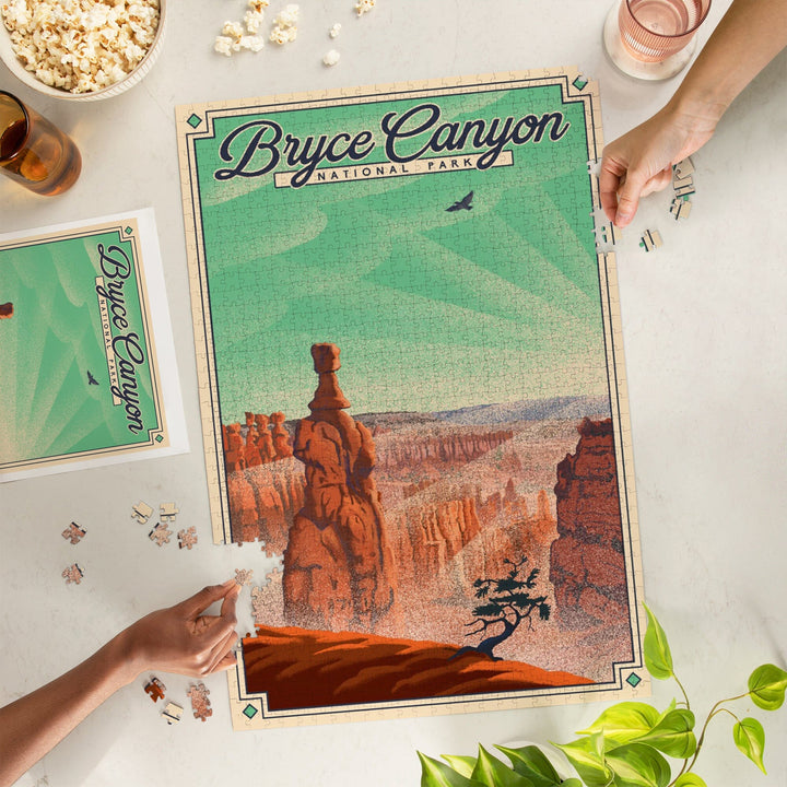 Bryce Canyon National Park, Utah, Bryce Point, Lithograph National Park Series, Jigsaw Puzzle Puzzle Lantern Press 