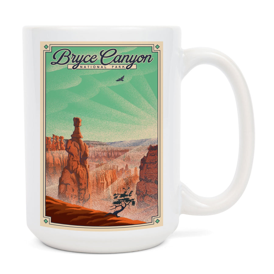Bryce Canyon National Park, Utah, Bryce Point, Lithograph National Park Series, Lantern Press Artwork, Ceramic Mug Mugs Lantern Press 