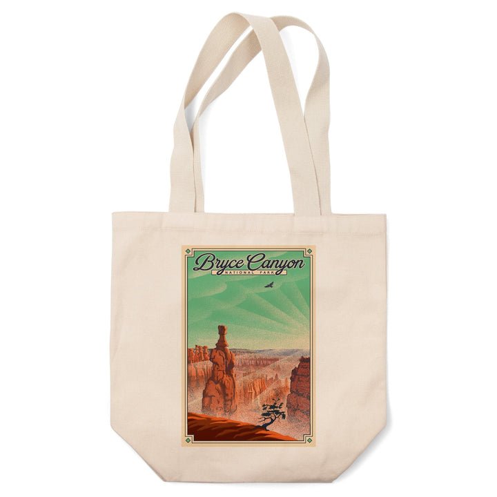 Bryce Canyon National Park, Utah, Bryce Point, Lithograph National Park Series, Lantern Press Artwork, Tote Bag Totes Lantern Press 