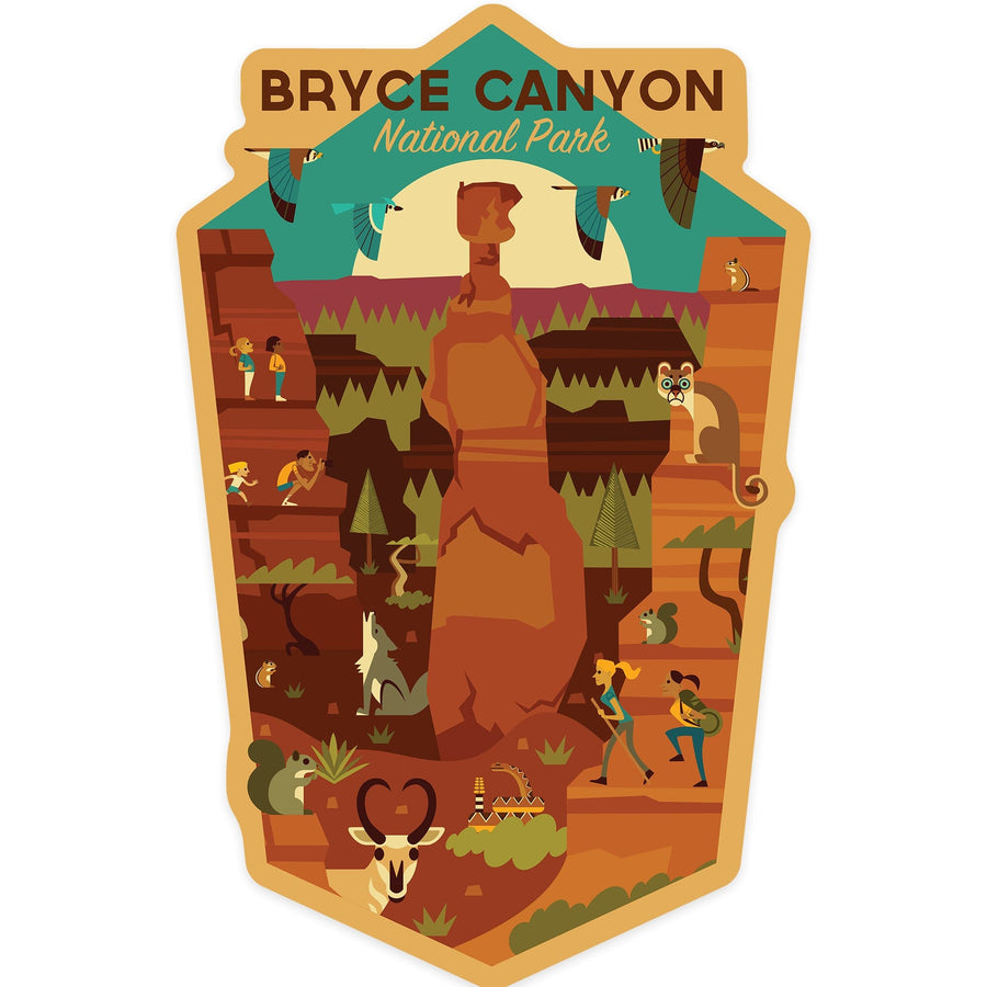 Bryce Canyon National Park, Utah, contours, Vinyl Sticker Sticker Lantern Press 
