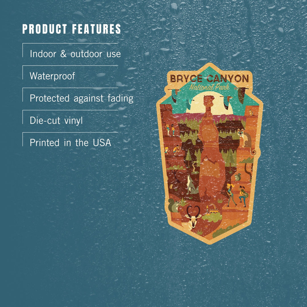 Bryce Canyon National Park, Utah, contours, Vinyl Sticker Sticker Lantern Press 