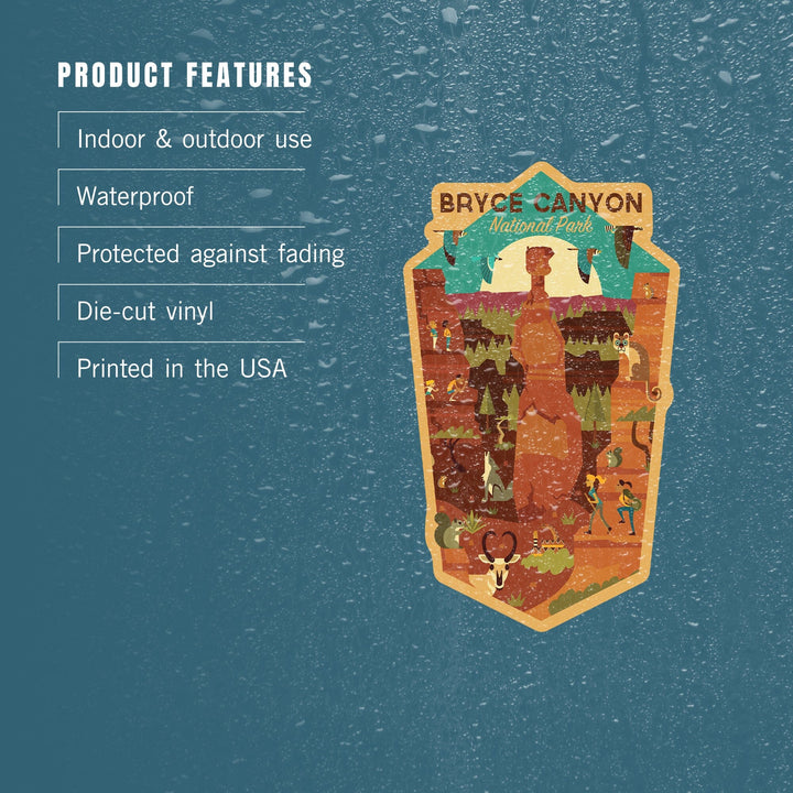 Bryce Canyon National Park, Utah, contours, Vinyl Sticker Sticker Lantern Press 